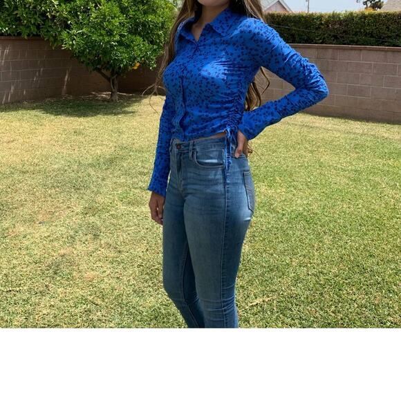 Zara Royal Blue Floral Print Medium - Picture 1 of 14